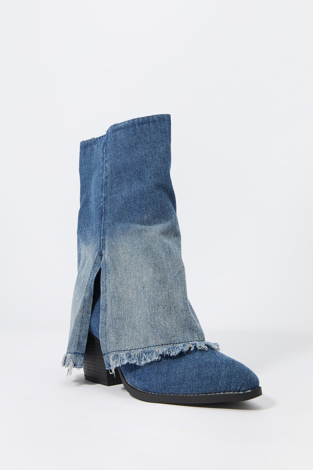 Denim Foldover Shaft Heeled Boot Denim Foldover Shaft Heeled Boot 2