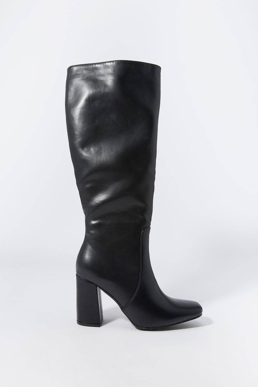 Faux Leather Knee High Heeled Boot Faux Leather Knee High Heeled Boot 5