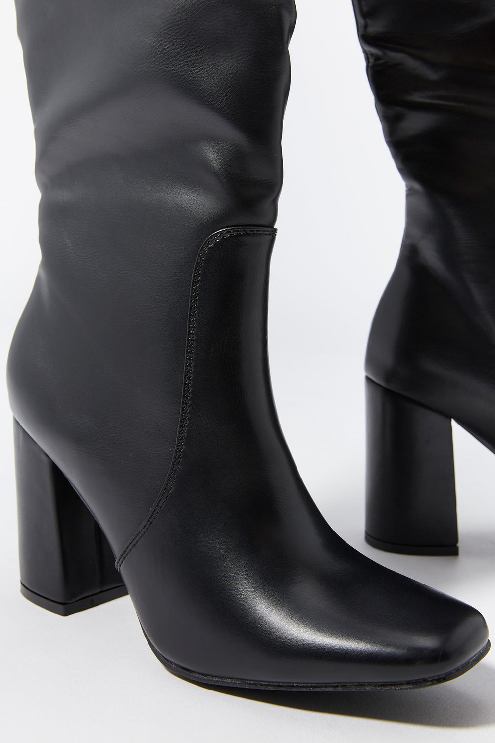 Faux Leather Knee High Heeled Boot Faux Leather Knee High Heeled Boot 8