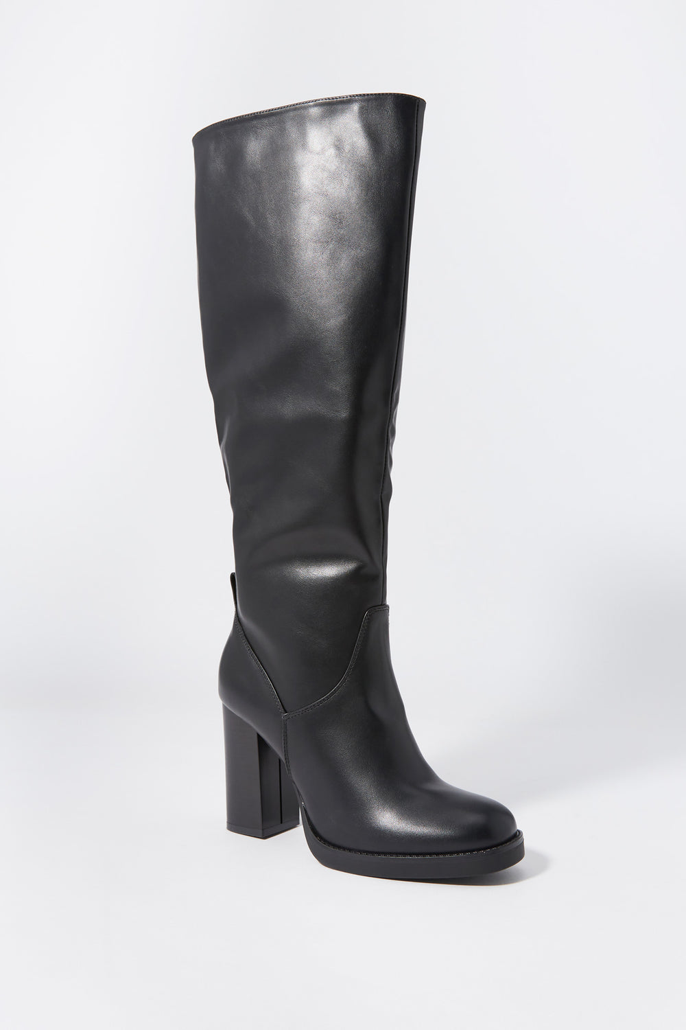 Faux Leather Knee High Heeled Boot Faux Leather Knee High Heeled Boot 4