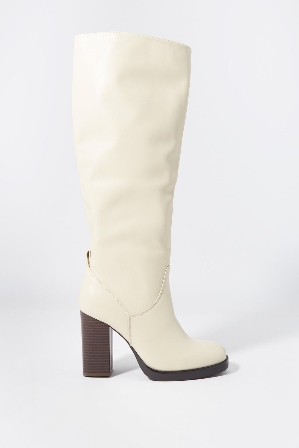 Faux Leather Knee High Heeled Boot Faux Leather Knee High Heeled Boot 1