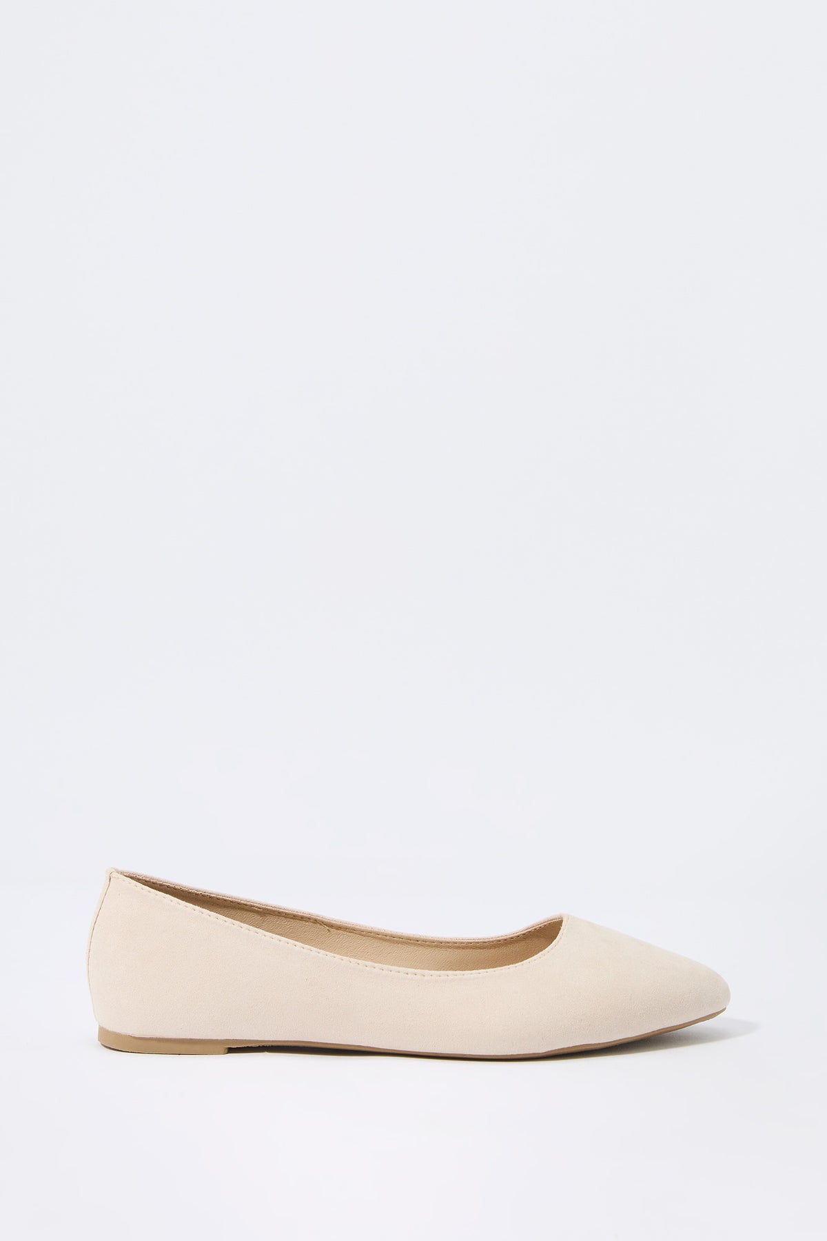 Faux Suede Pointed Toe Ballet Flat