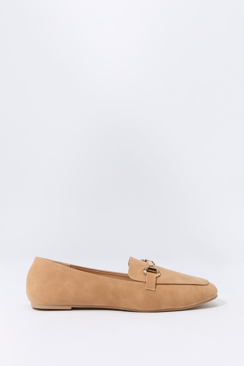 Faux Leather Metal Clasp Loafer