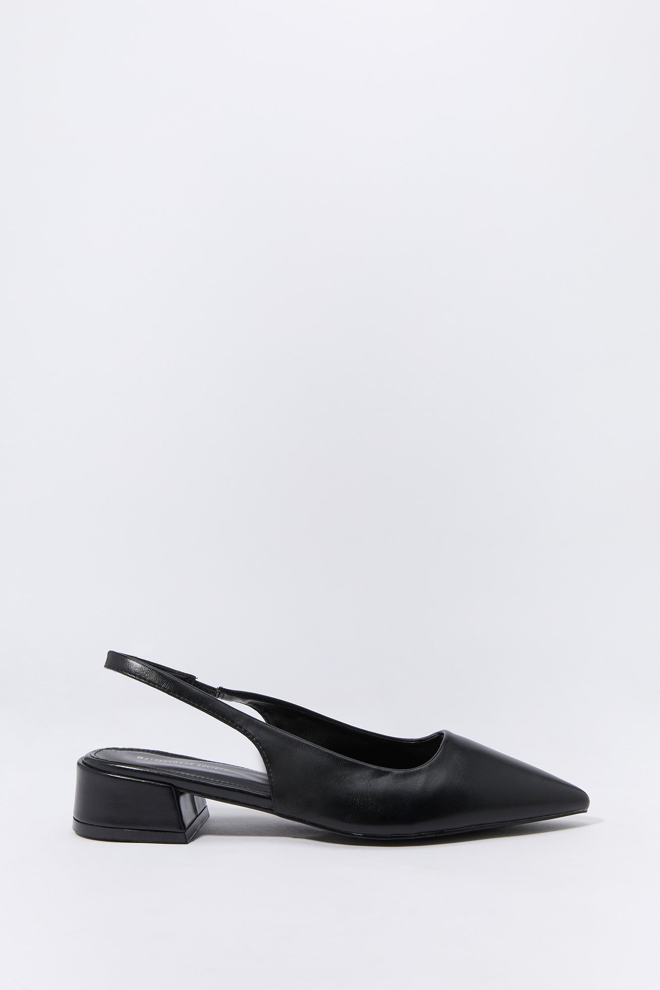 Faux Leather Slingback Low Heel