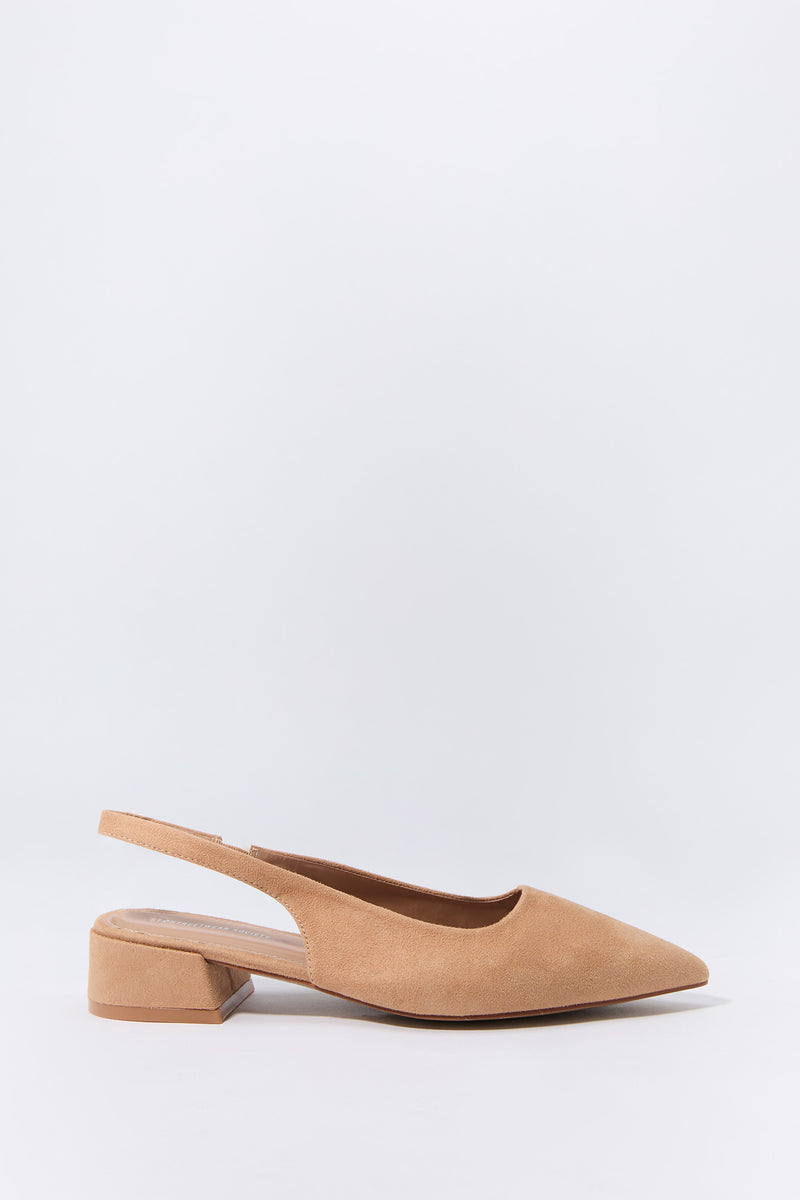 Faux Leather Slingback Low Heel