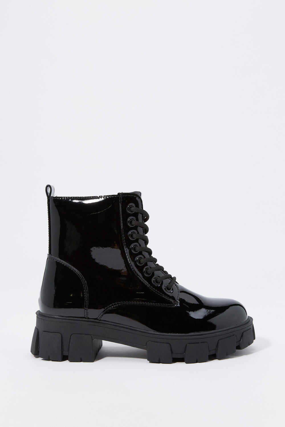 Black Faux Leather Lace Up Boot Black Faux Leather Lace Up Boot 1