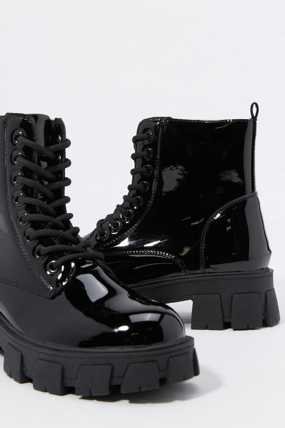 Black Faux Leather Lace Up Boot Black Faux Leather Lace Up Boot 4