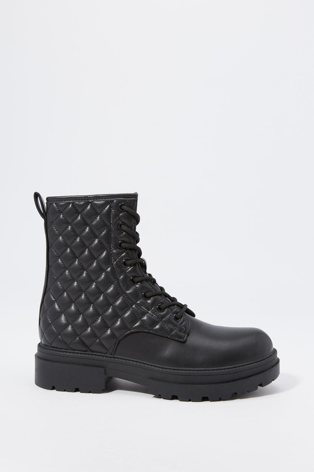 Faux-Leather Quilted Lace-Up Boot Faux-Leather Quilted Lace-Up Boot 1