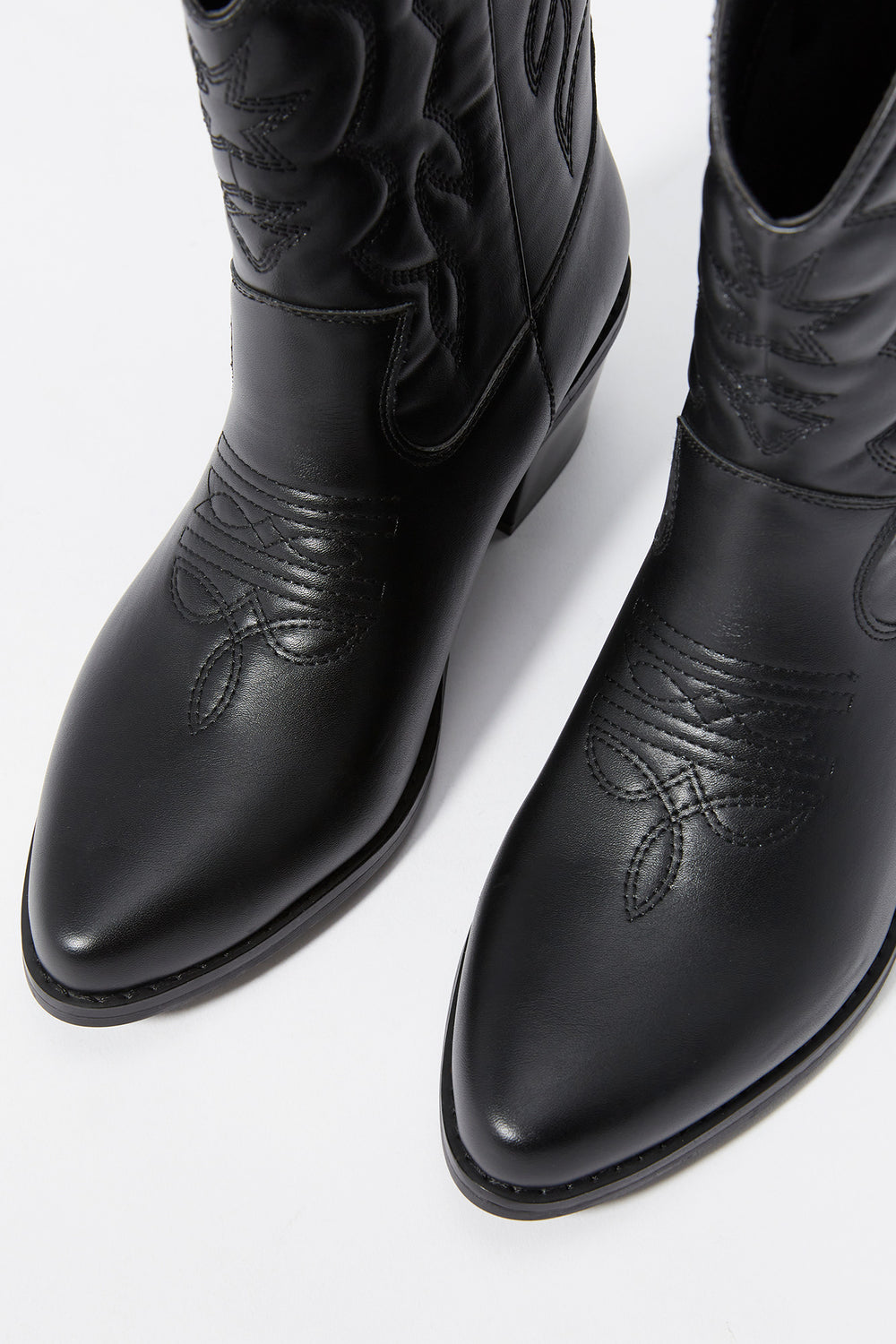 Faux Leather Mid Calf Cowboy Boot Faux Leather Mid Calf Cowboy Boot 4