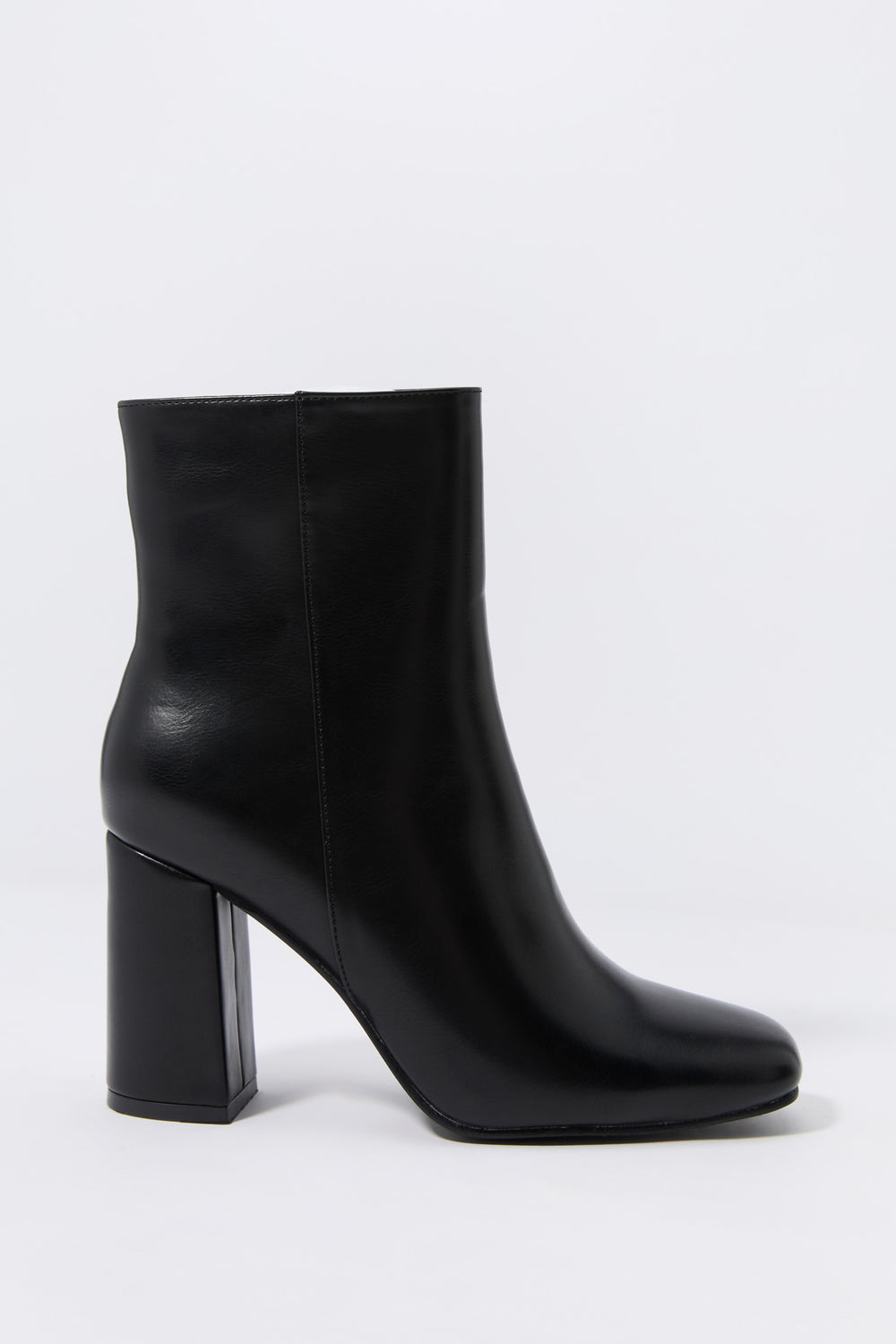 Faux Leather Square Toe Heeled Boot Faux Leather Square Toe Heeled Boot 1