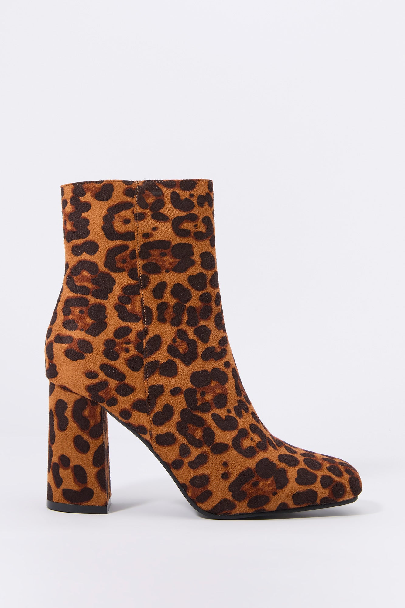 Faux Suede Square Toe Heeled Boot