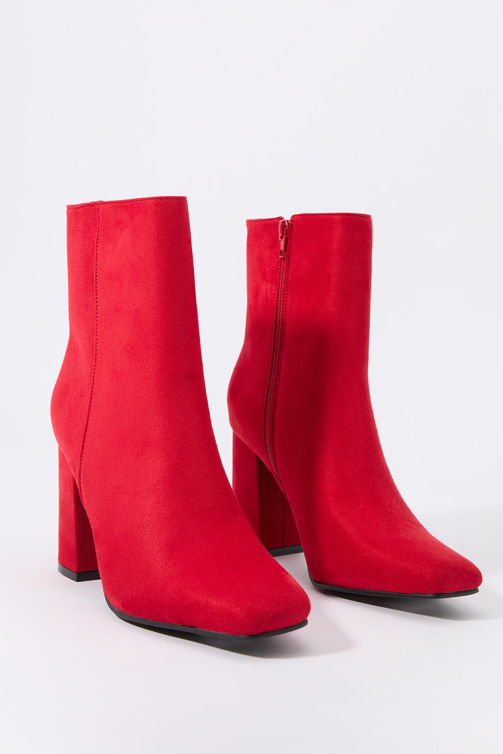 Faux Suede Square Toe Heeled Boot Faux Suede Square Toe Heeled Boot 12