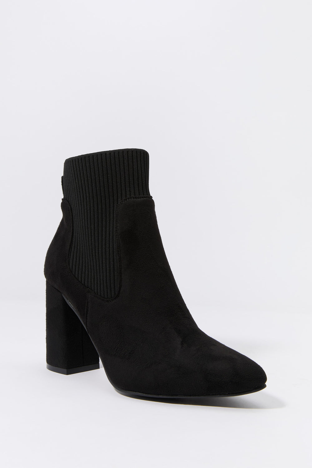 Faux Suede Ribbed Knit Heeled Boot Faux Suede Ribbed Knit Heeled Boot 2