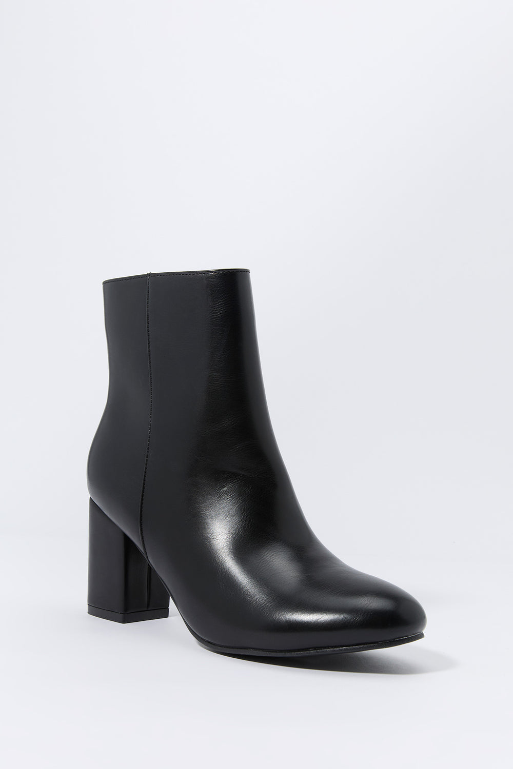 Faux-Leather Pointed Toe Heeled Bootie Faux-Leather Pointed Toe Heeled Bootie 2