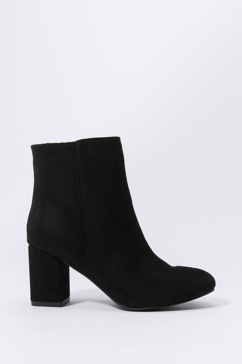 Faux-Suede Pointed Toe Heeled Bootie