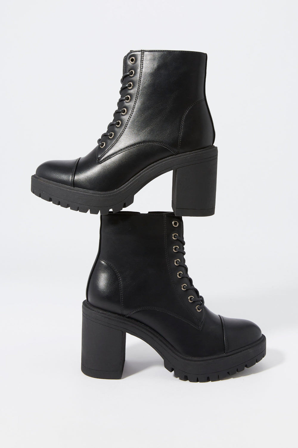 Faux Leather Lace Up Heeled Boot Faux Leather Lace Up Heeled Boot 8