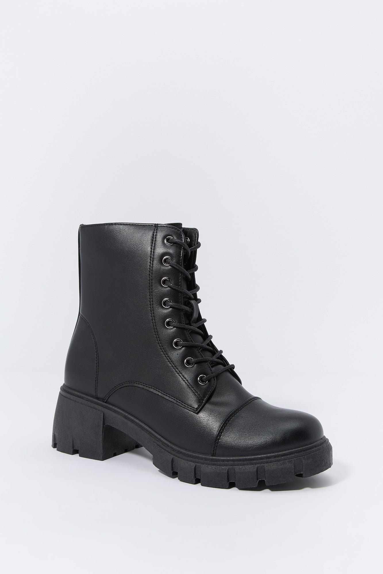 Faux Leather Lace Up Boot