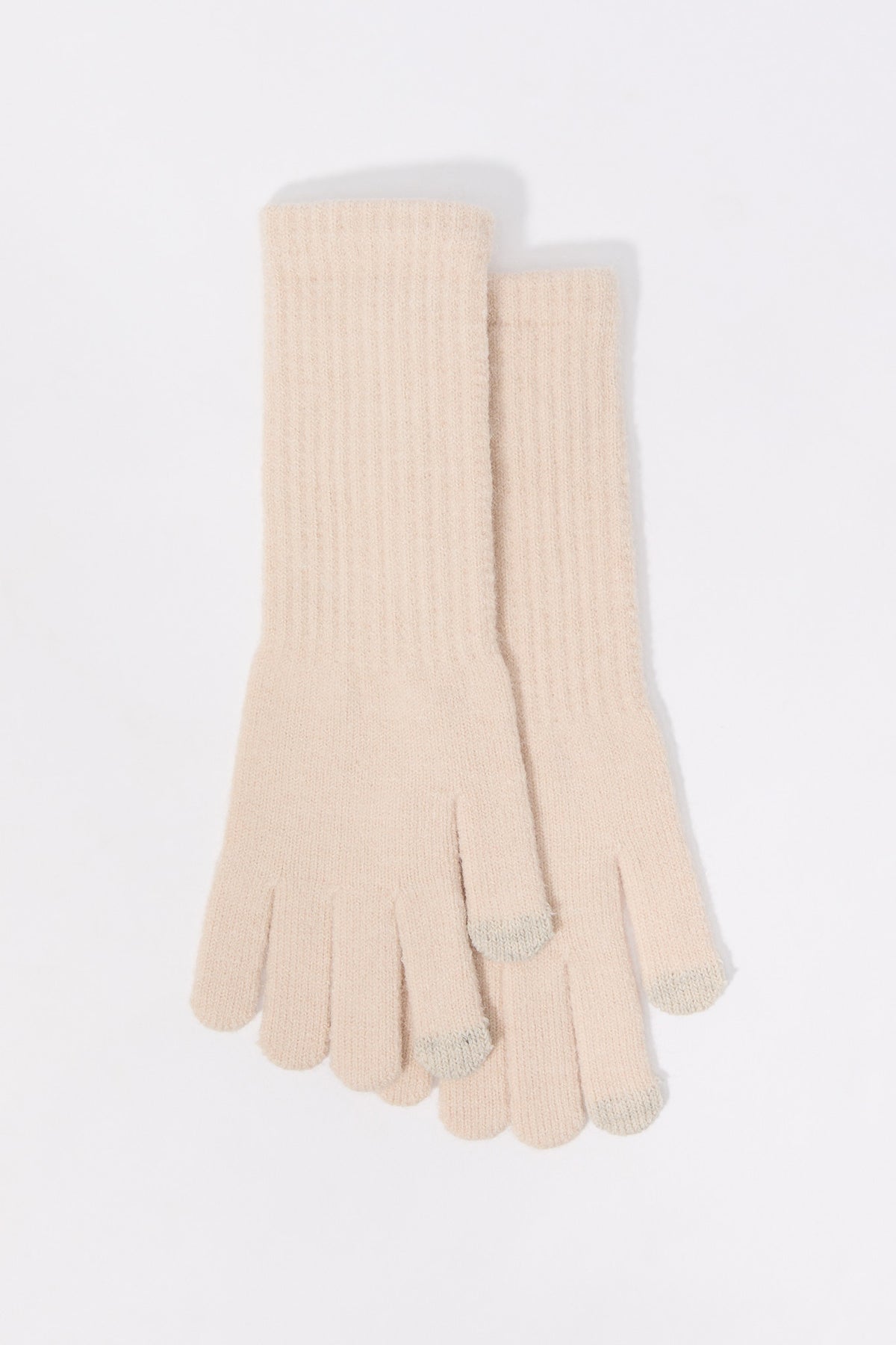 Ribbed Knit Touch Screen Long Gloves