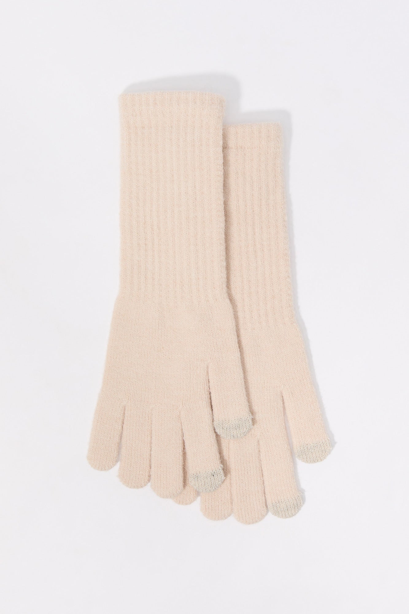 Ribbed Knit Touch Screen Long Gloves