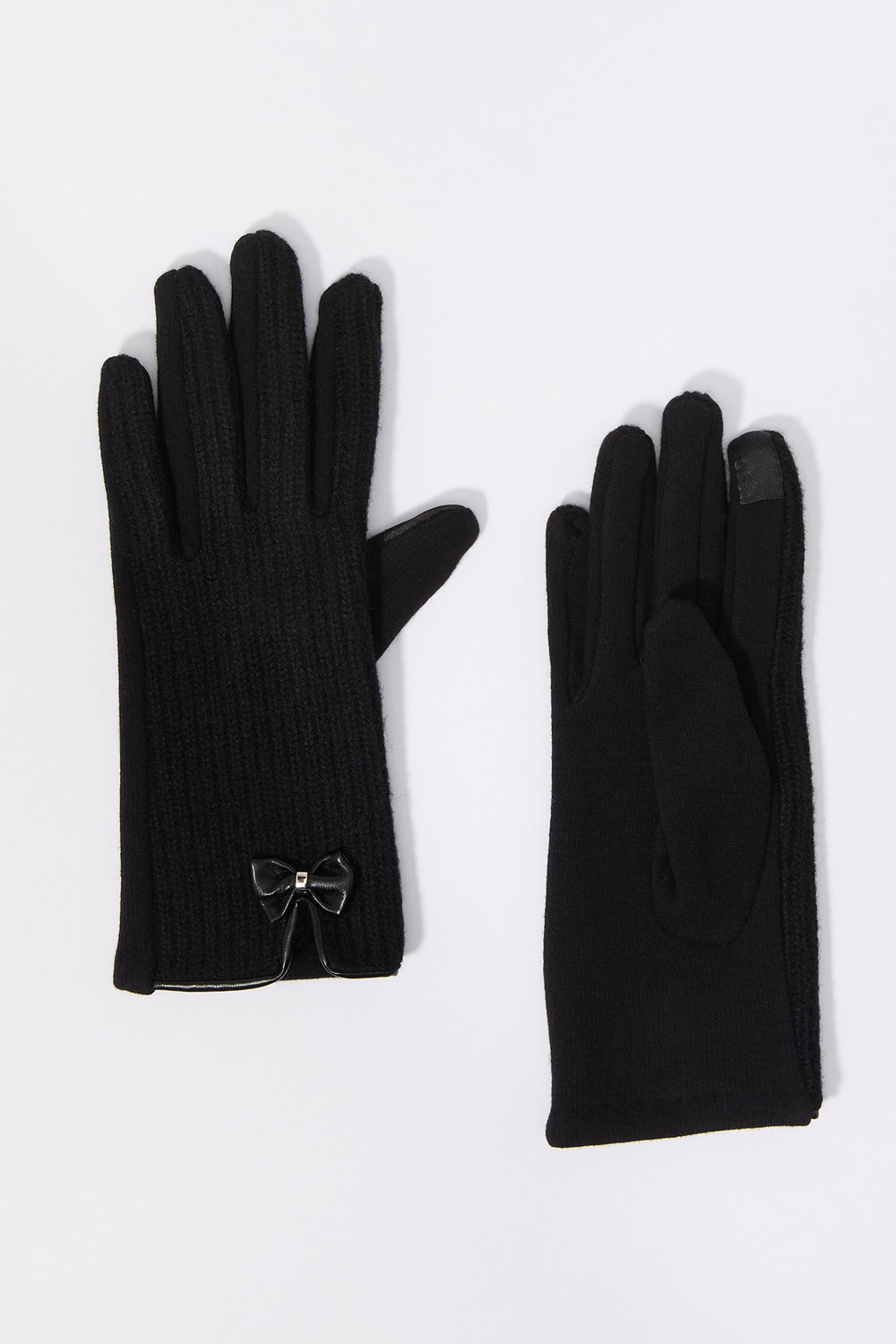 Bow Ribbed Knit Touch Screen Gloves Bow Ribbed Knit Touch Screen Gloves 1