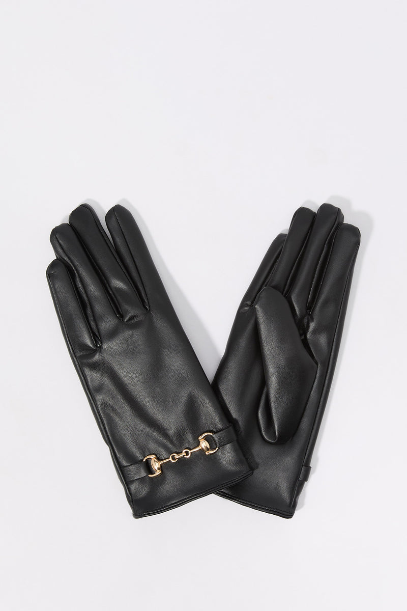 Faux Leather Gloves