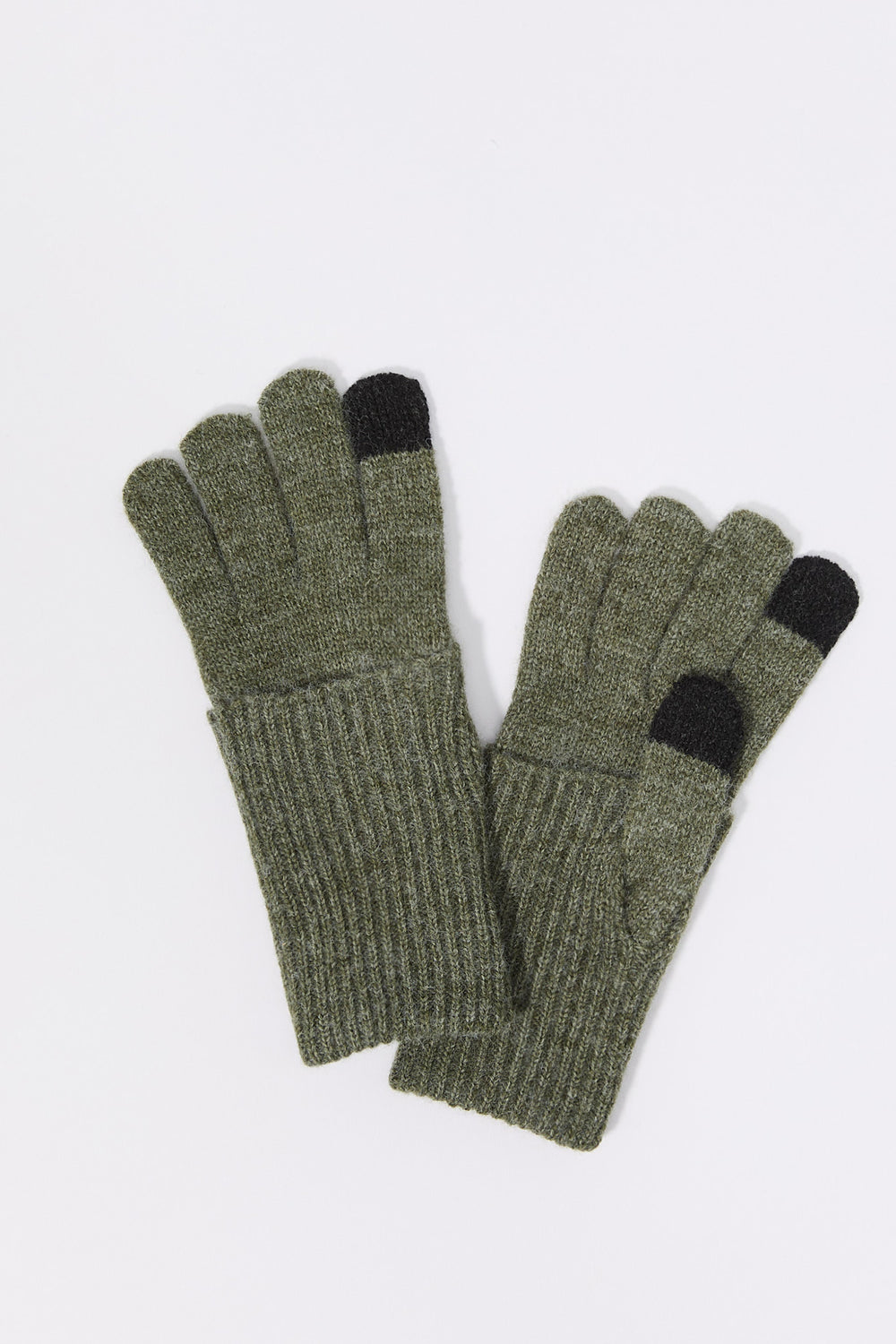 Ribbed Knit Overlay Touch Screen Gloves Ribbed Knit Overlay Touch Screen Gloves 1