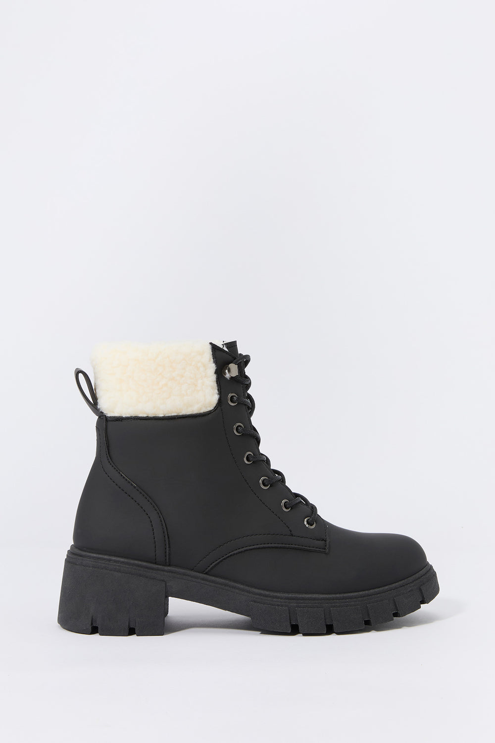 Faux Fur Collared Lace Up Lug Boot Faux Fur Collared Lace Up Lug Boot 3