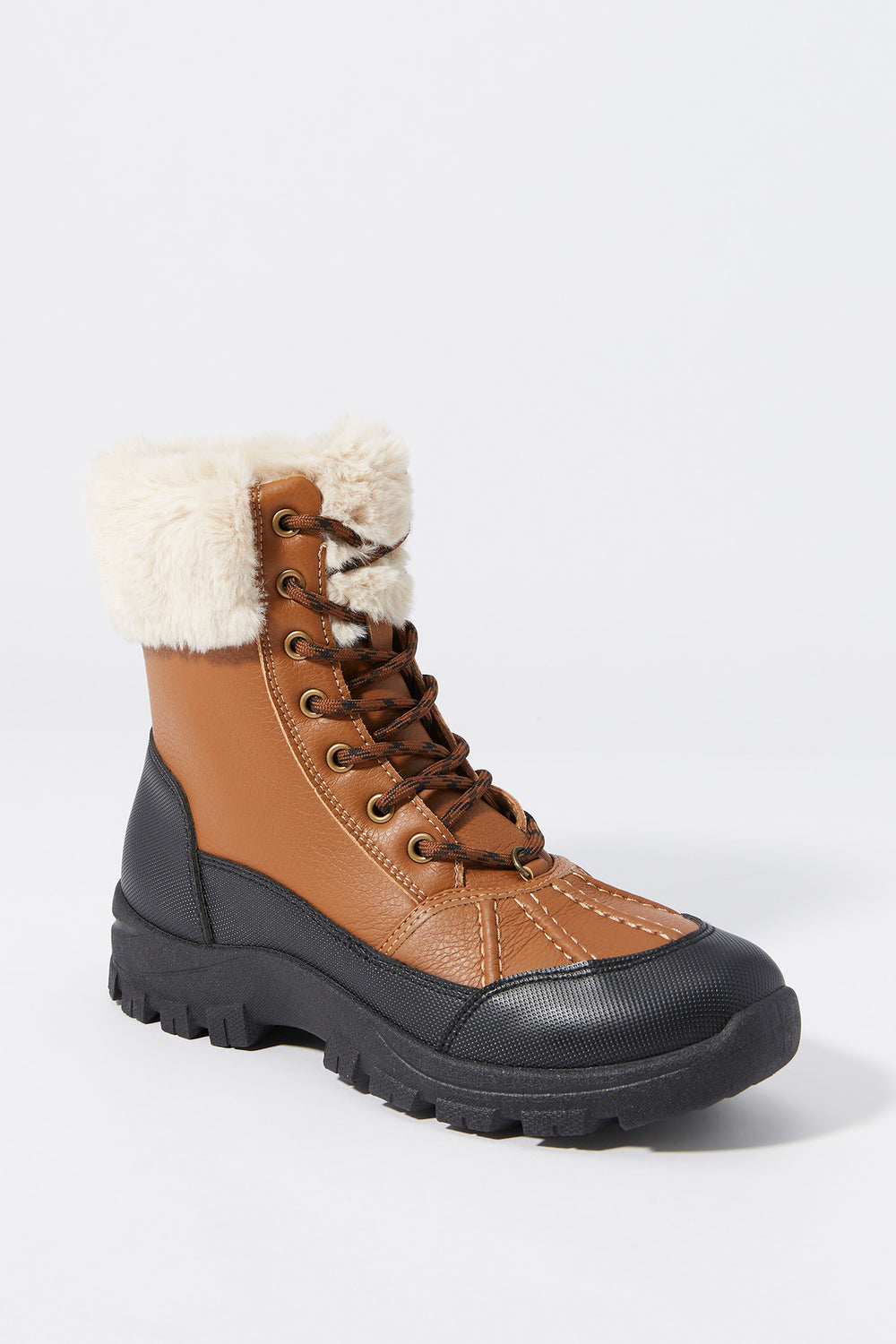 Faux-Fur Collared Lace Up Boot Faux-Fur Collared Lace Up Boot 2