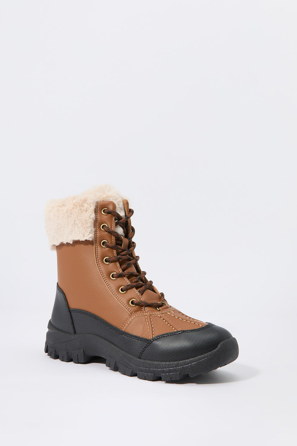 Faux Fur Collared Lace Up Boot Faux Fur Collared Lace Up Boot 3