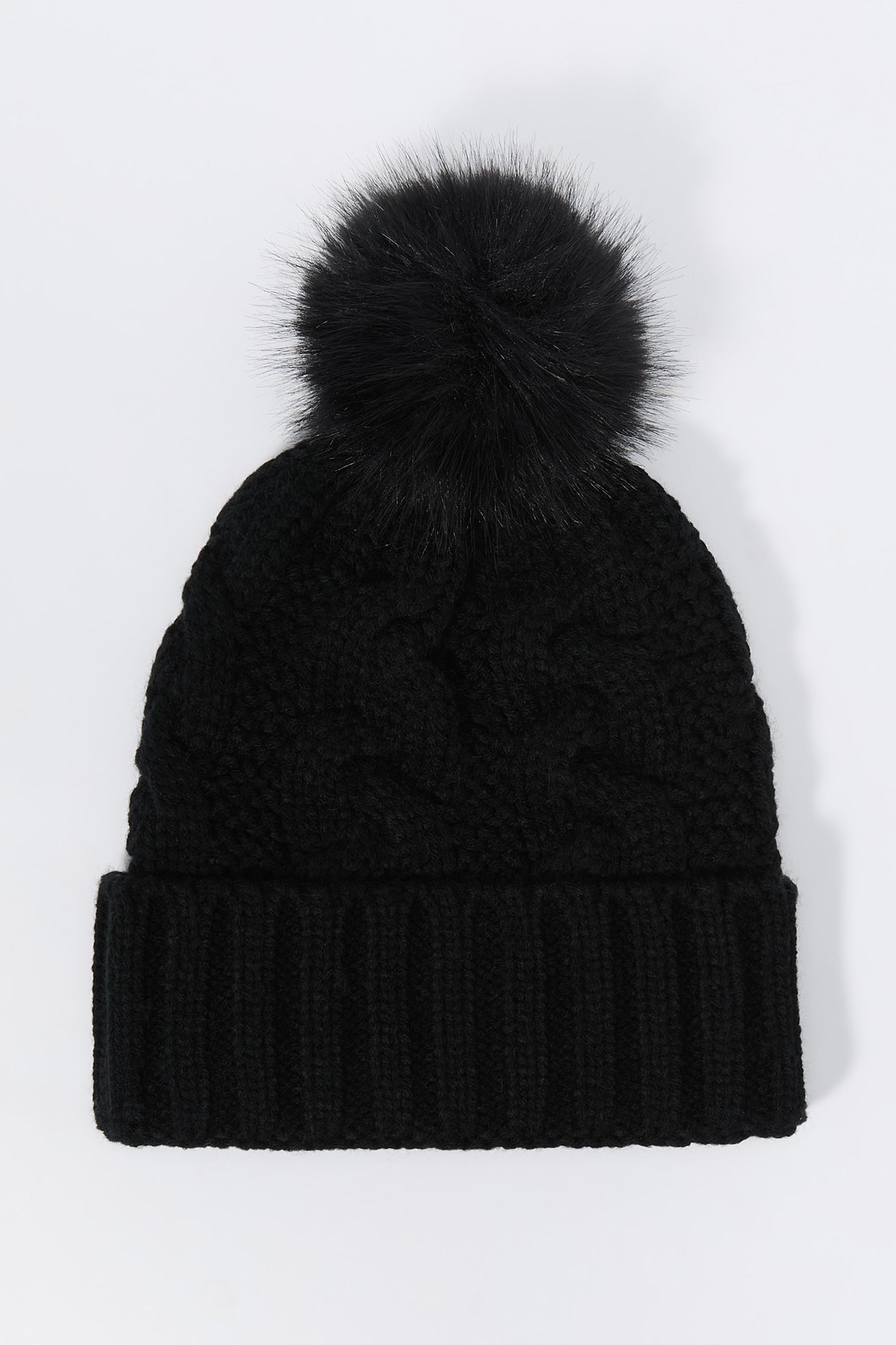 Cable Knit Beanie with Pom