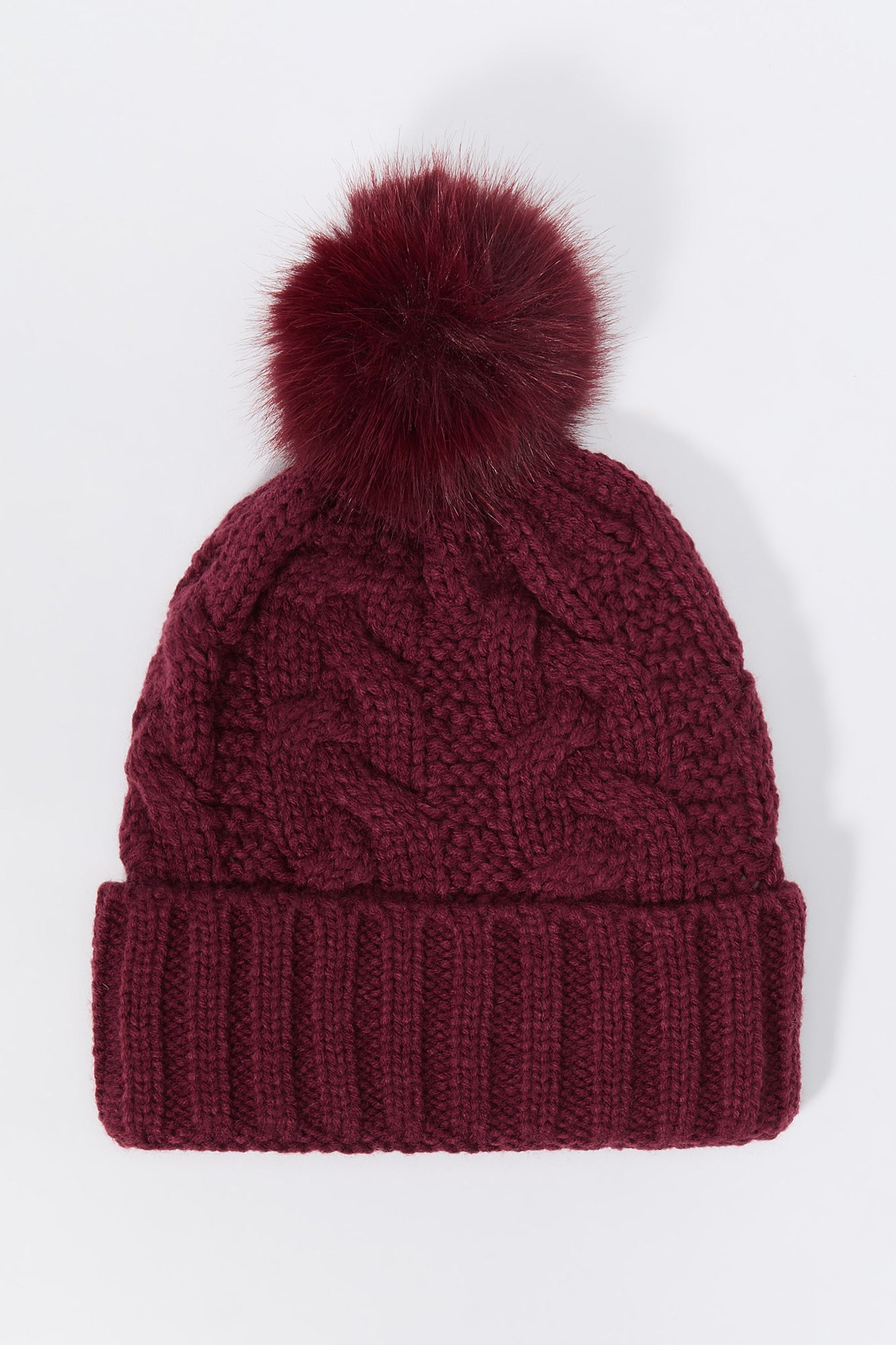 Cable Knit Beanie with Pom Pom