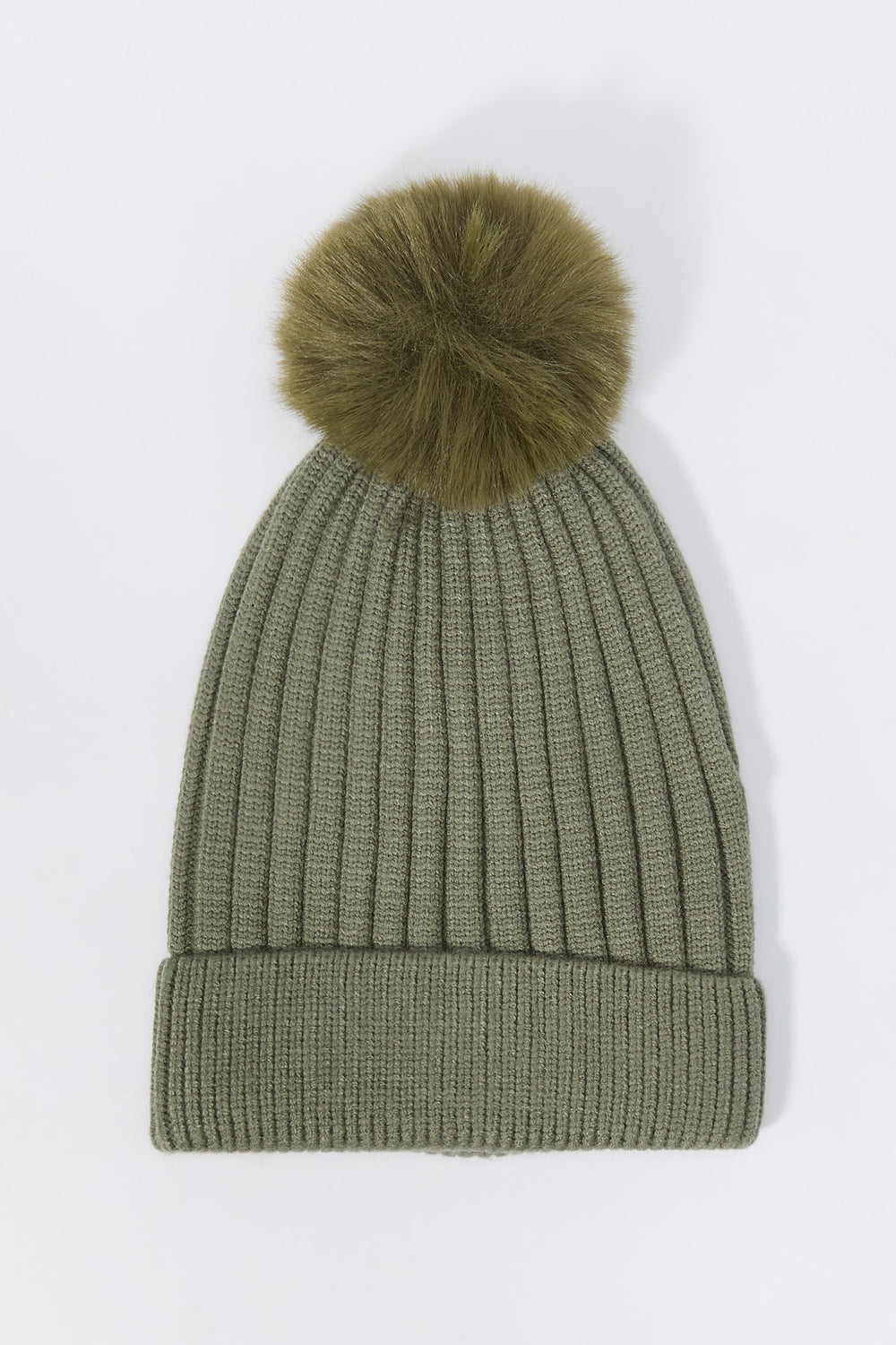 Ribbed Knit Beanie with Pom Pom Ribbed Knit Beanie with Pom Pom 1