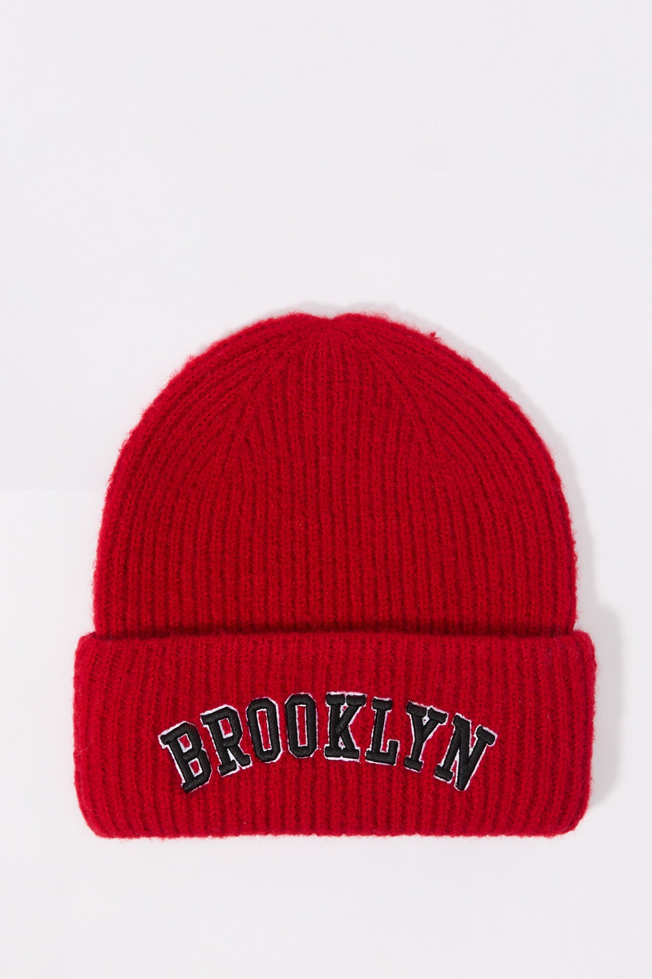 City Embroidered Ribbed Knit Beanie