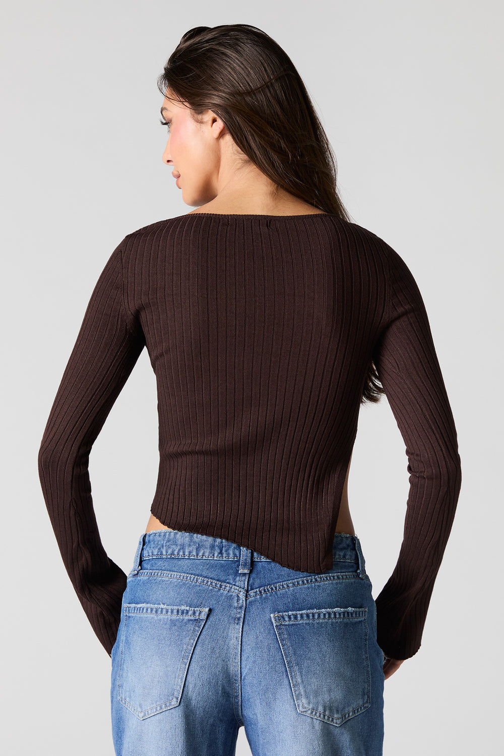 Asymmetrical Split Hem Ribbed Knit Sweater Asymmetrical Split Hem Ribbed Knit Sweater 2