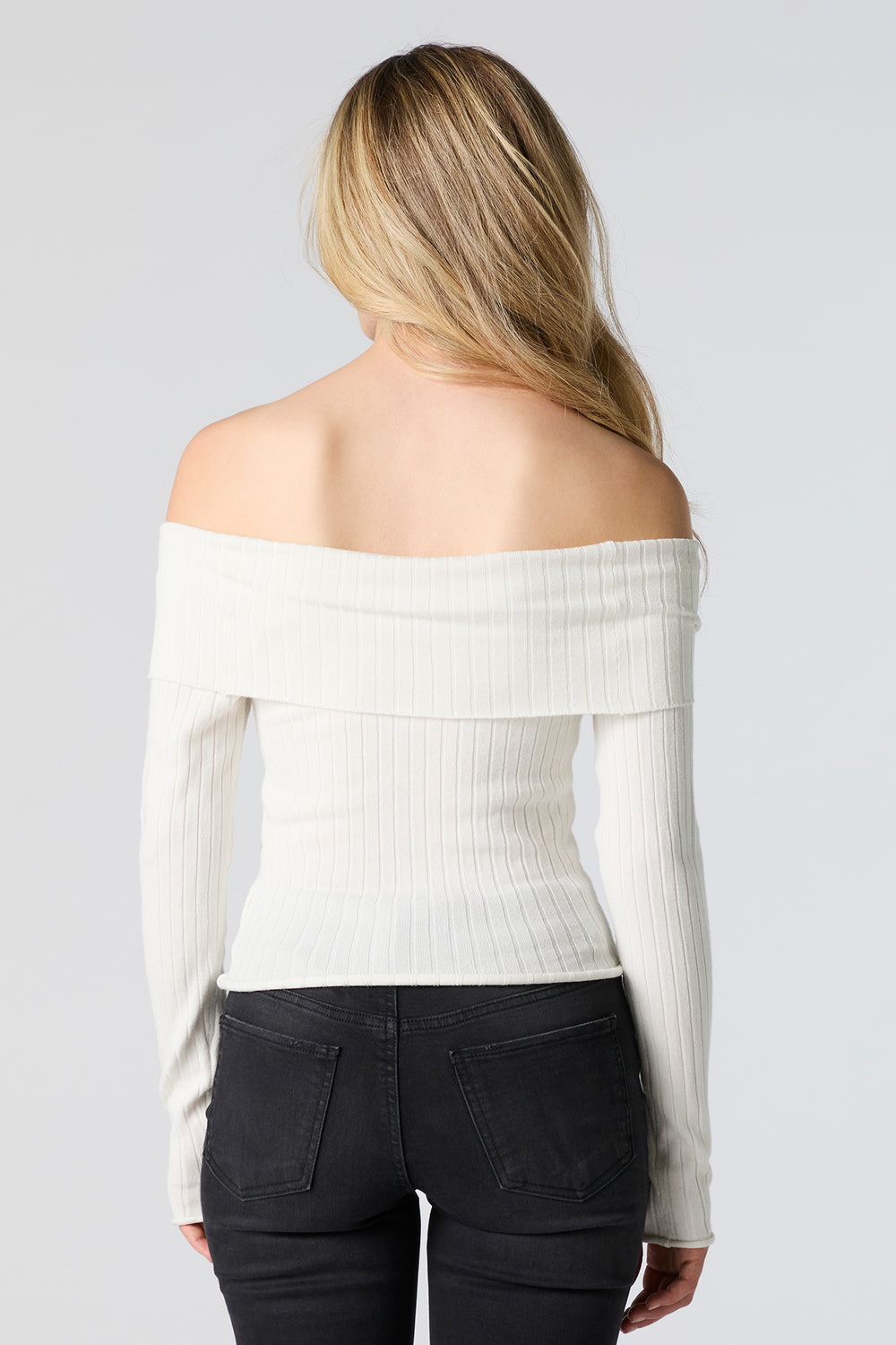 Ribbed Knit Foldover Off Shoulder Sweater Ribbed Knit Foldover Off Shoulder Sweater 8