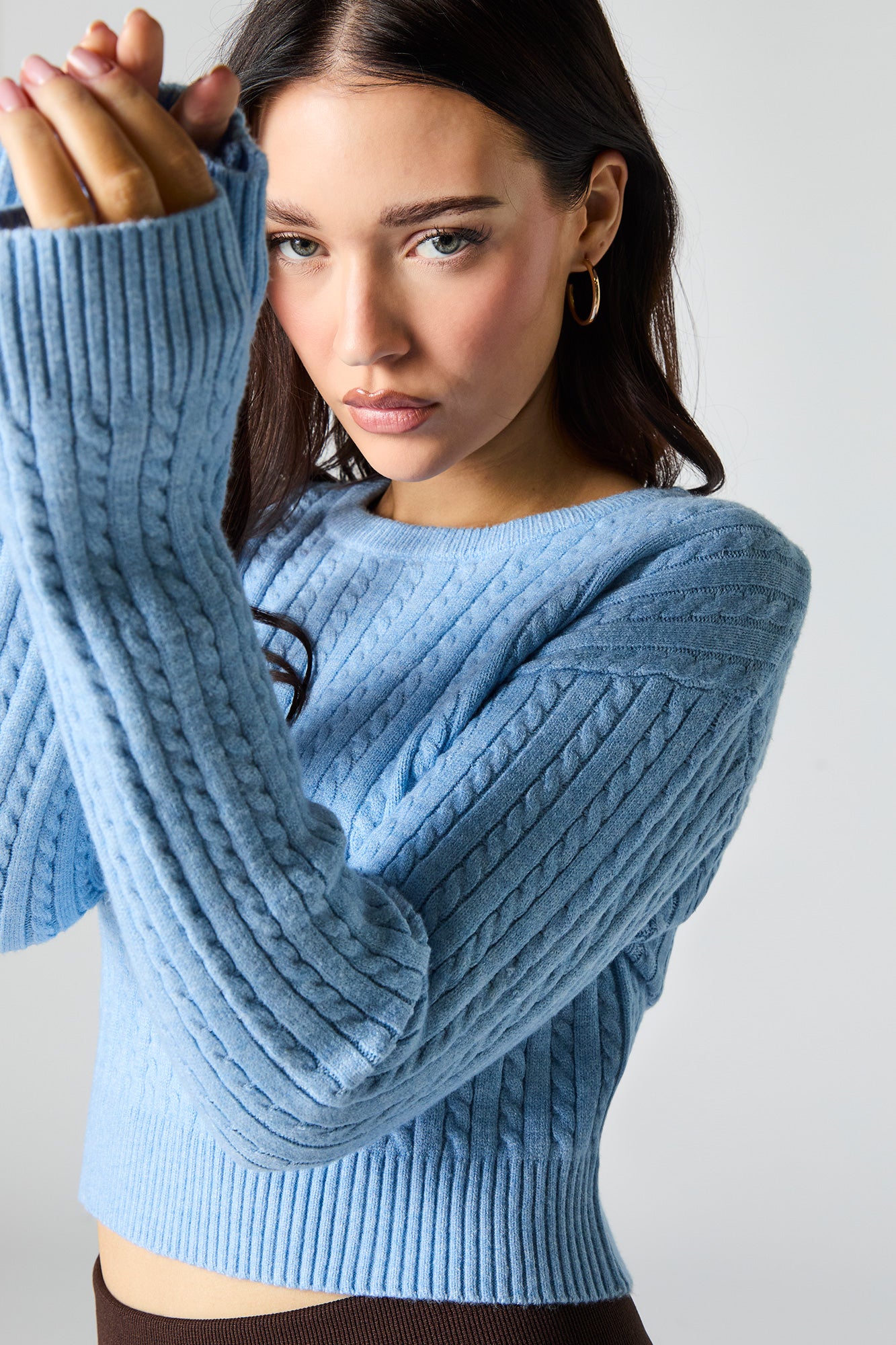 Cable Knit Cropped Sweater