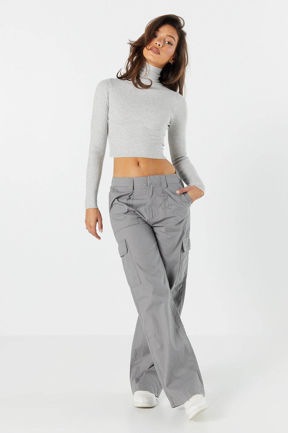 Ribbed Knit Cropped Turtleneck Sweater Ribbed Knit Cropped Turtleneck Sweater 3