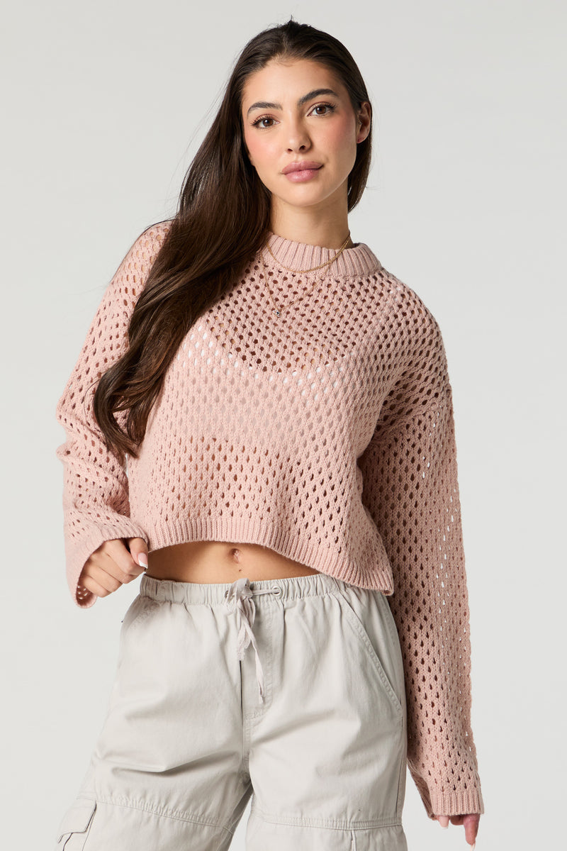 Open Knit Cropped Sweater