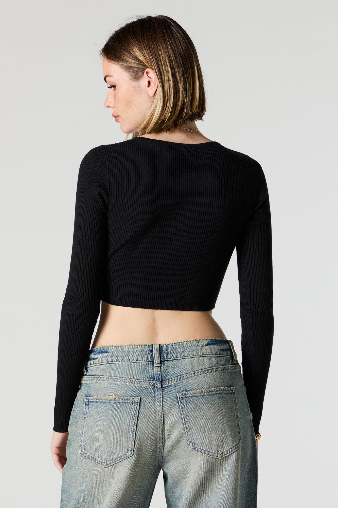 Henley Ribbed Crop Top in sold Graham Cracker