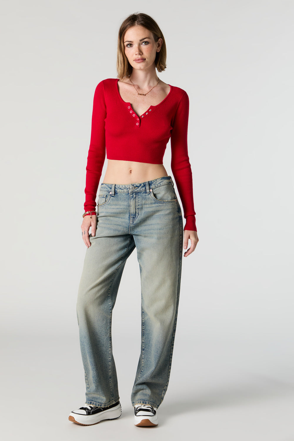 Ribbed Henley Long Sleeve Crop Top Ribbed Henley Long Sleeve Crop Top 15