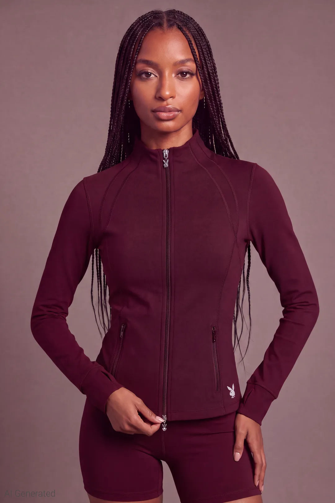 Playboy Active Zip Jacket - Burgundy