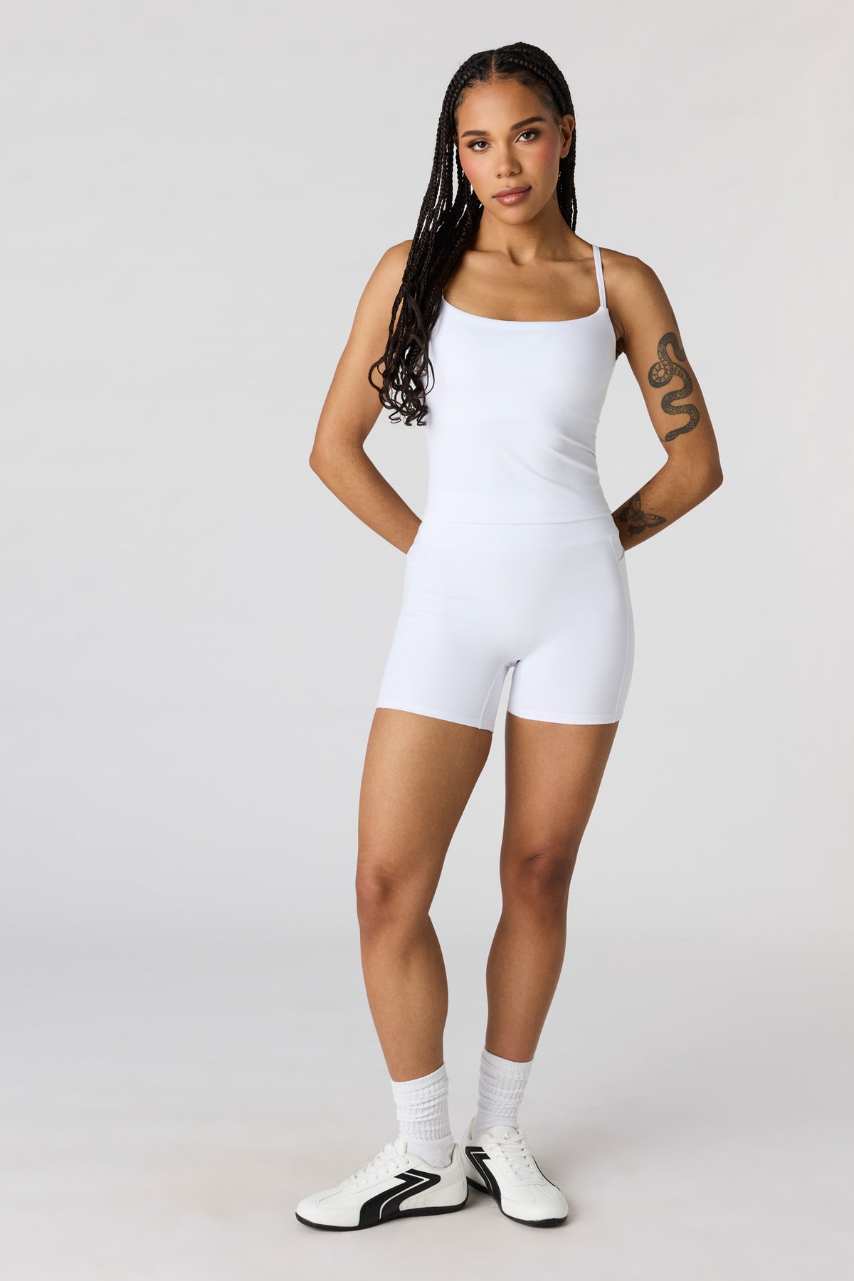 Active High Density Scoop Neck Tank - White