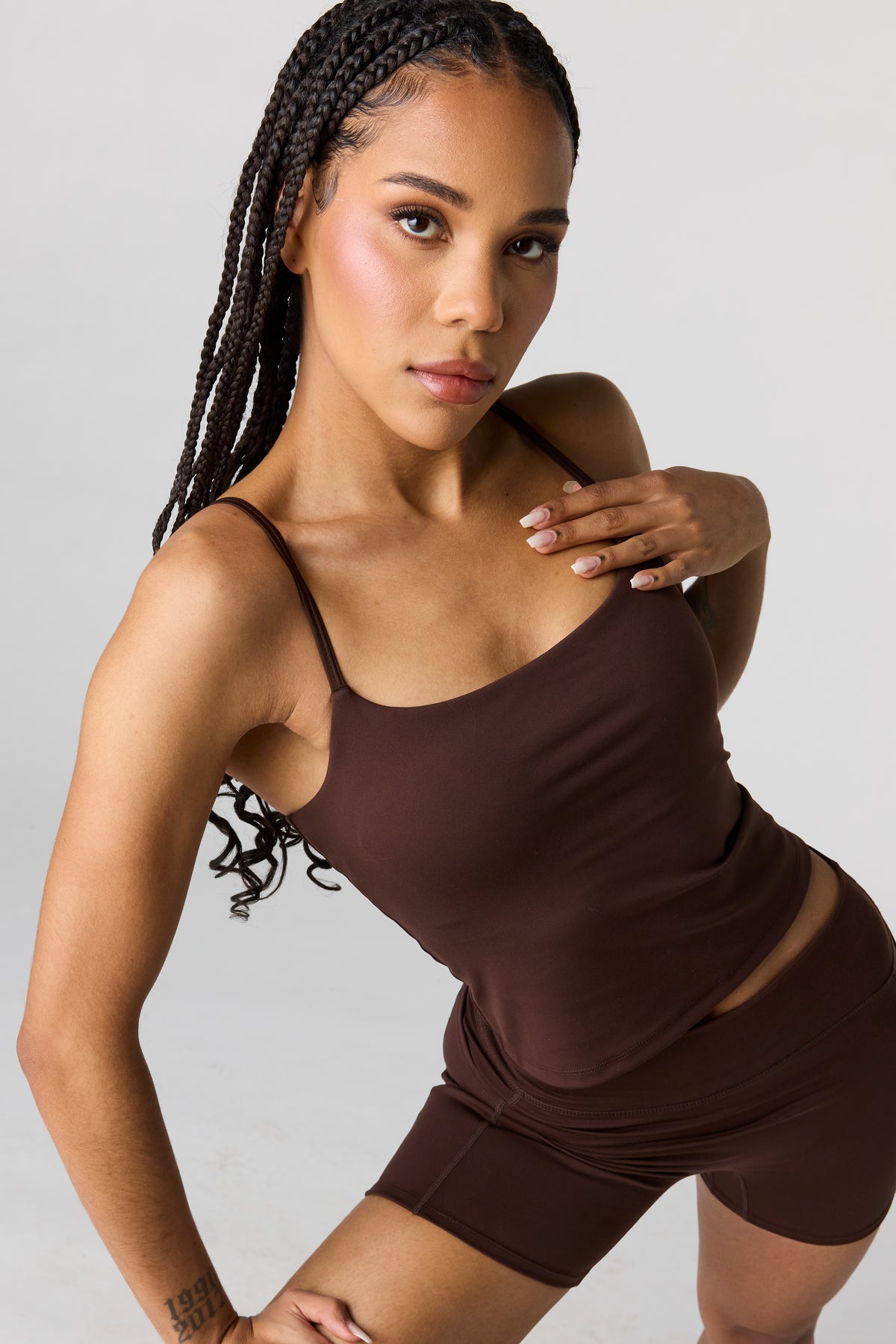 Active High Density Scoop Neck Tank - Brown