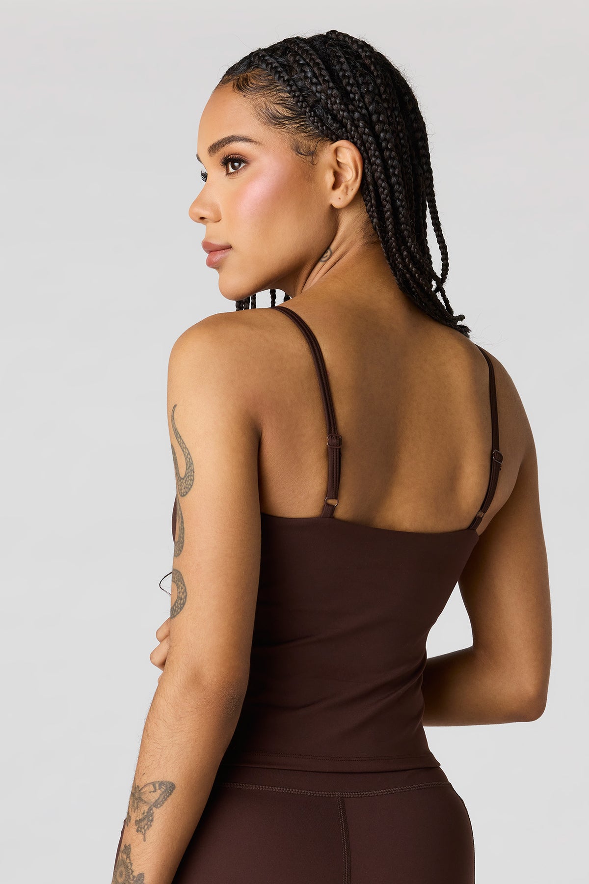 Alt View 2. Active High Density Scoop Neck Tank - Brown