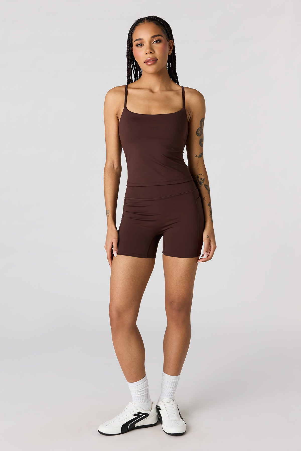 Alt View 3. Active High Density Scoop Neck Tank - Brown