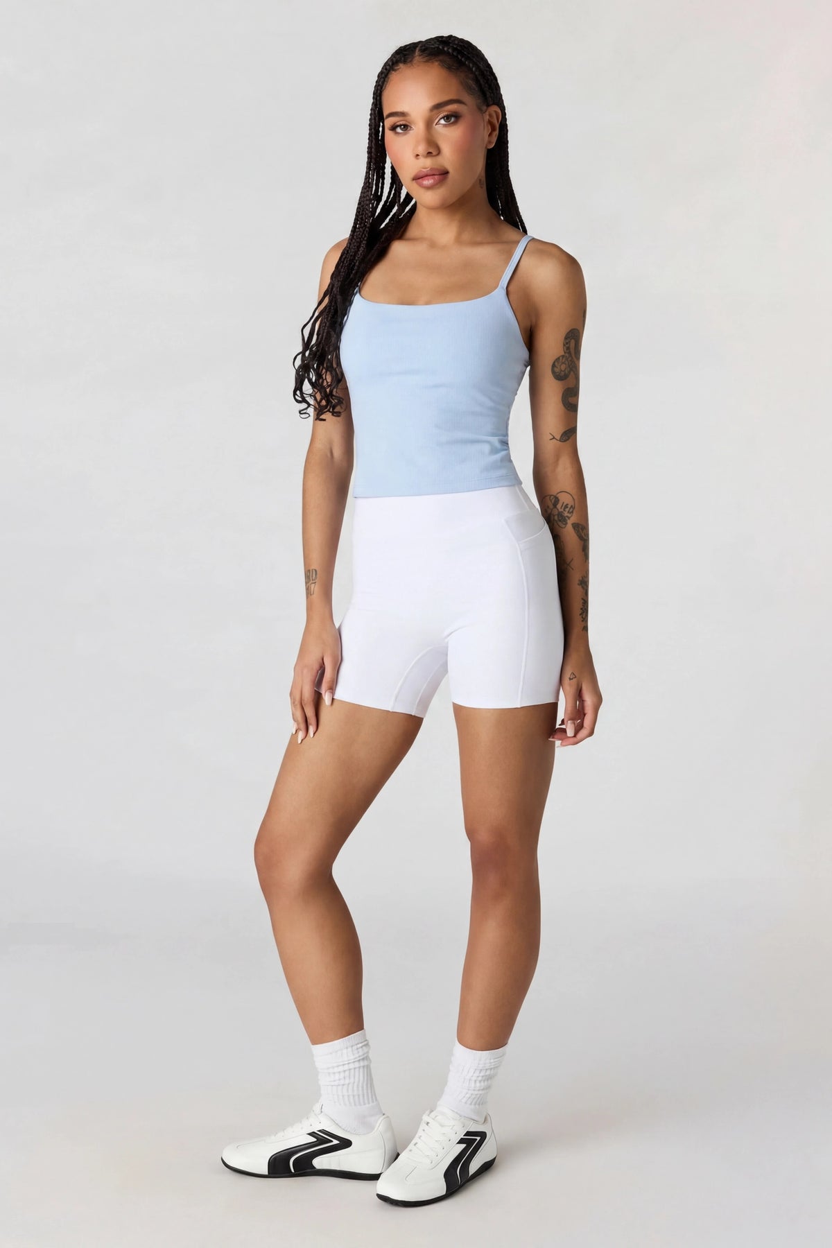 Alt View 3. Active High Density Scoop Neck Tank - Baby Blue