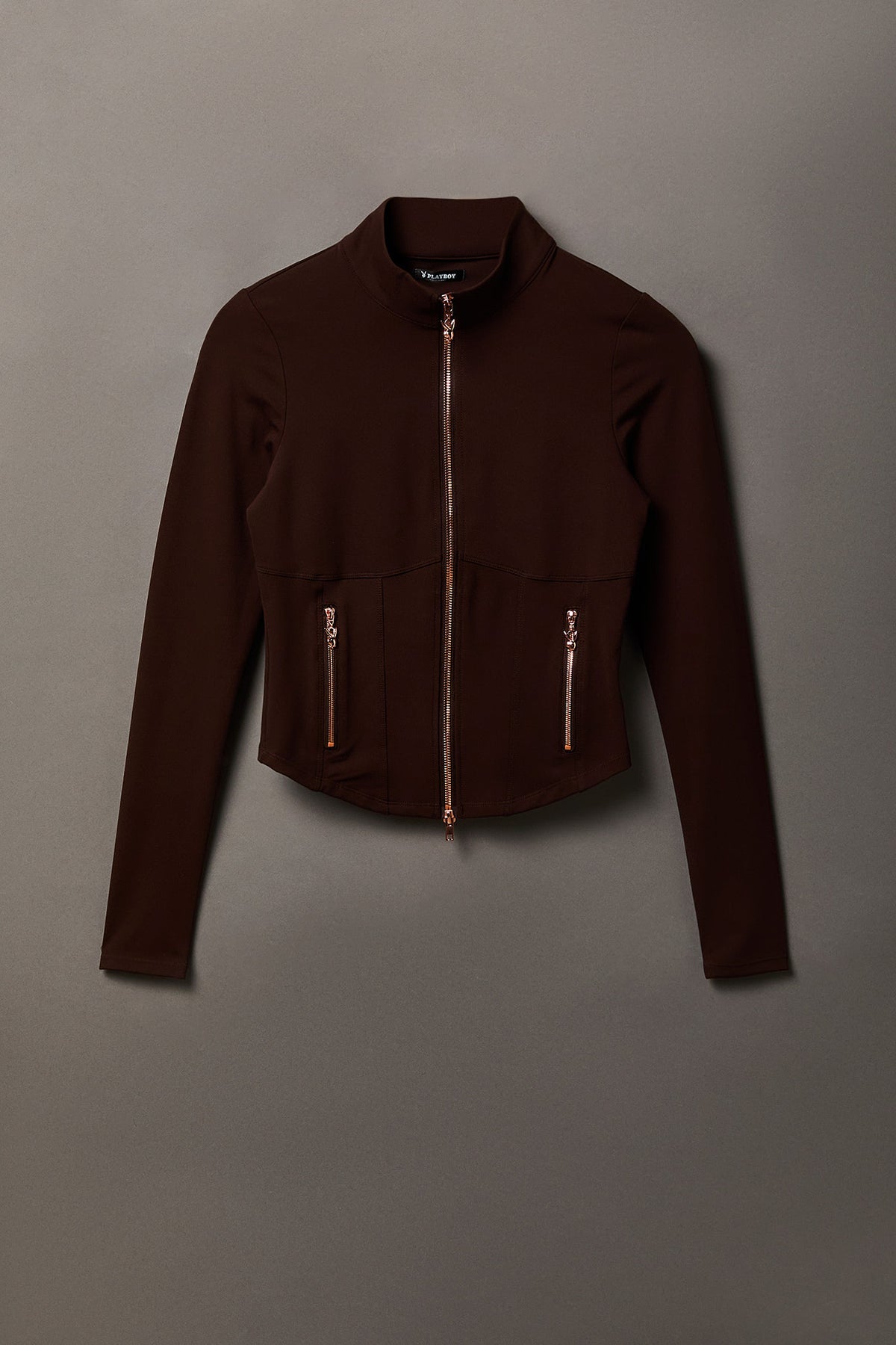 Alt View 5. Playboy Active Zip Corset Jacket - Brown