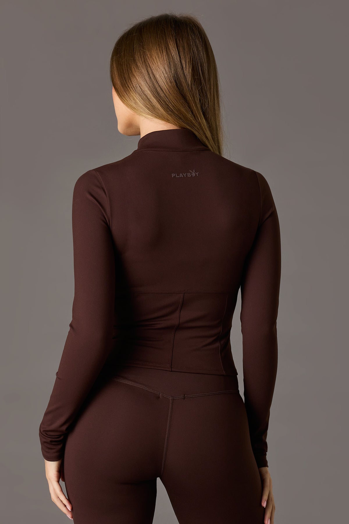 Alt View 2. Playboy Active Zip Corset Jacket - Brown