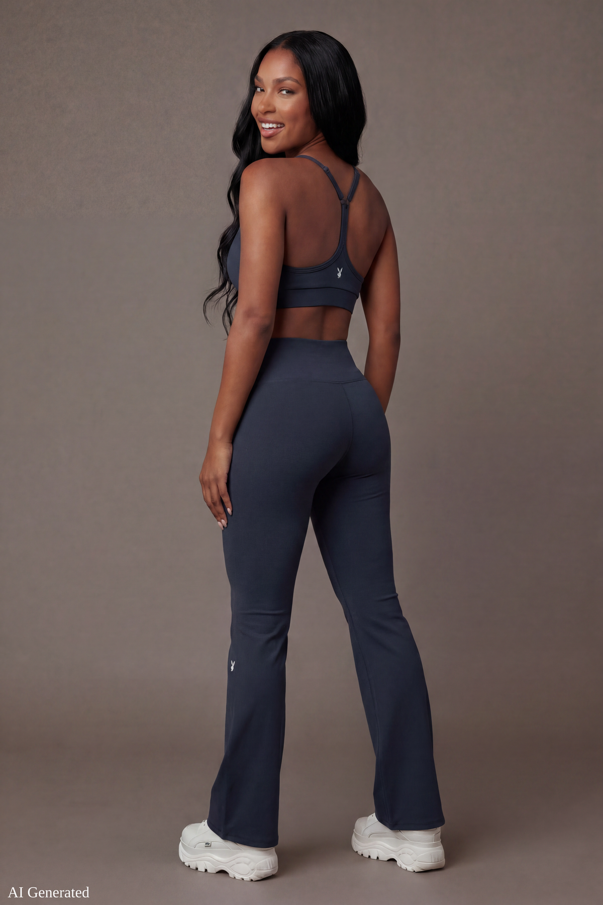 Alt View 3. Playboy Sports Bra - Dark Grey