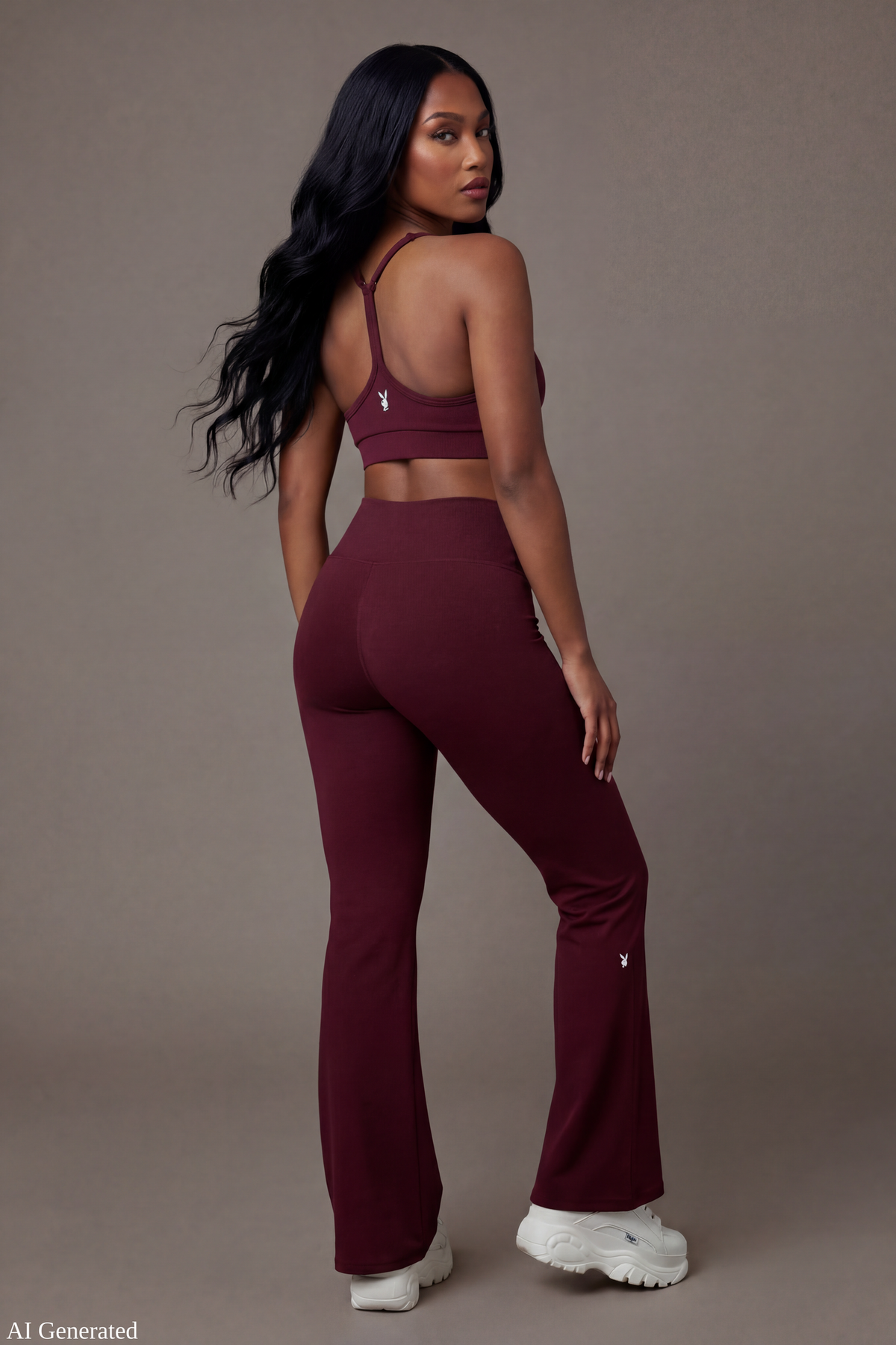 Alt View 3. Playboy Sports Bra - Burgundy